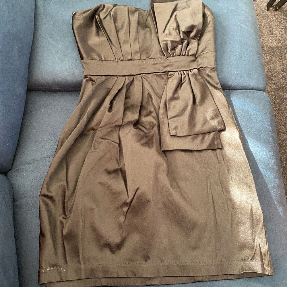 Black strapless silk